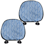 Blue And White DNA Pattern Print Car Headrest Covers