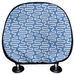Blue And White DNA Pattern Print Car Headrest Covers