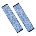 Blue And White DNA Pattern Print Car Seat Belt Covers