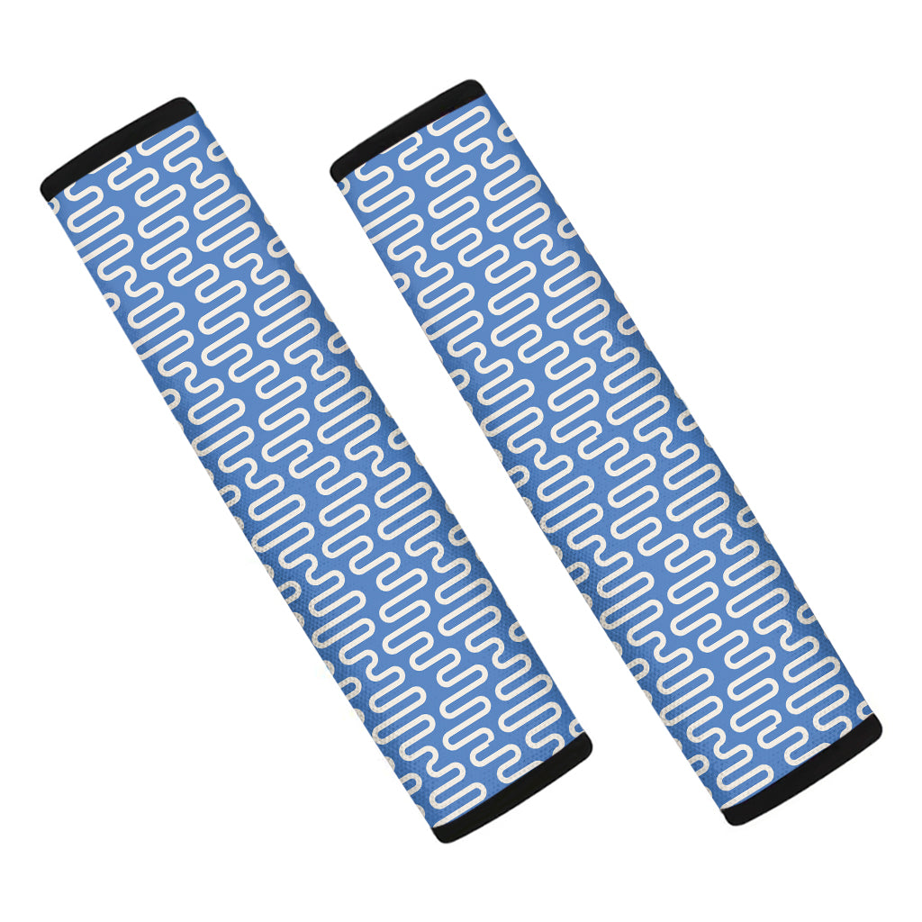 Blue And White DNA Pattern Print Car Seat Belt Covers