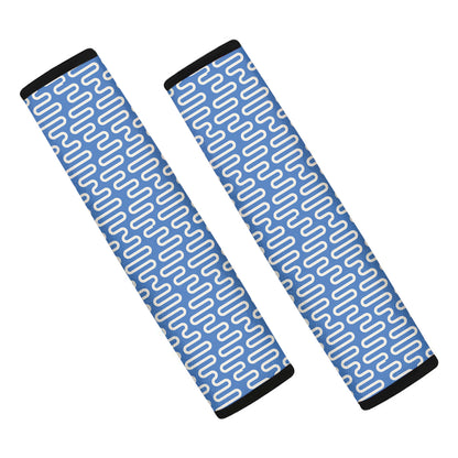Blue And White DNA Pattern Print Car Seat Belt Covers