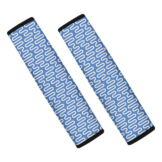 Blue And White DNA Pattern Print Car Seat Belt Covers