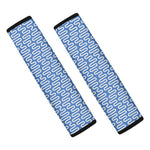 Blue And White DNA Pattern Print Car Seat Belt Covers