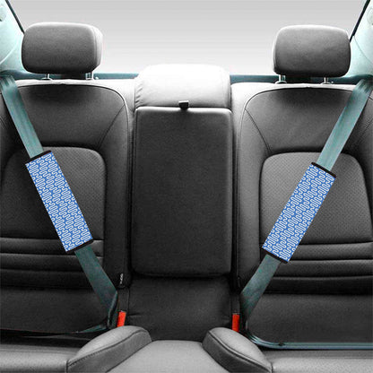 Blue And White DNA Pattern Print Car Seat Belt Covers