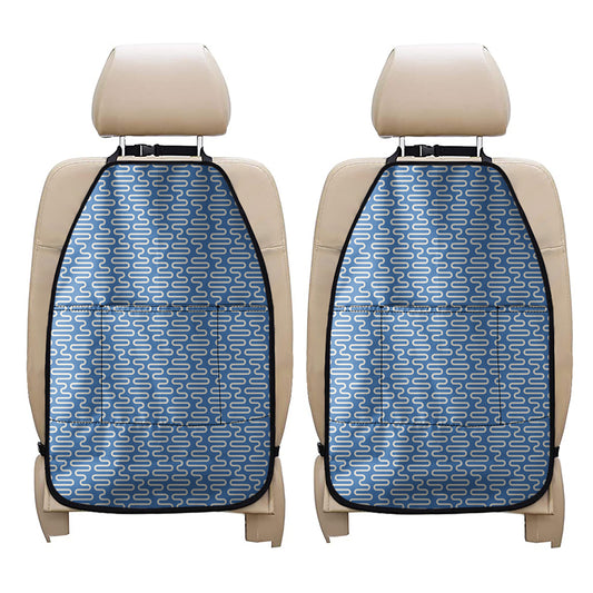 Blue And White DNA Pattern Print Car Seat Organizers