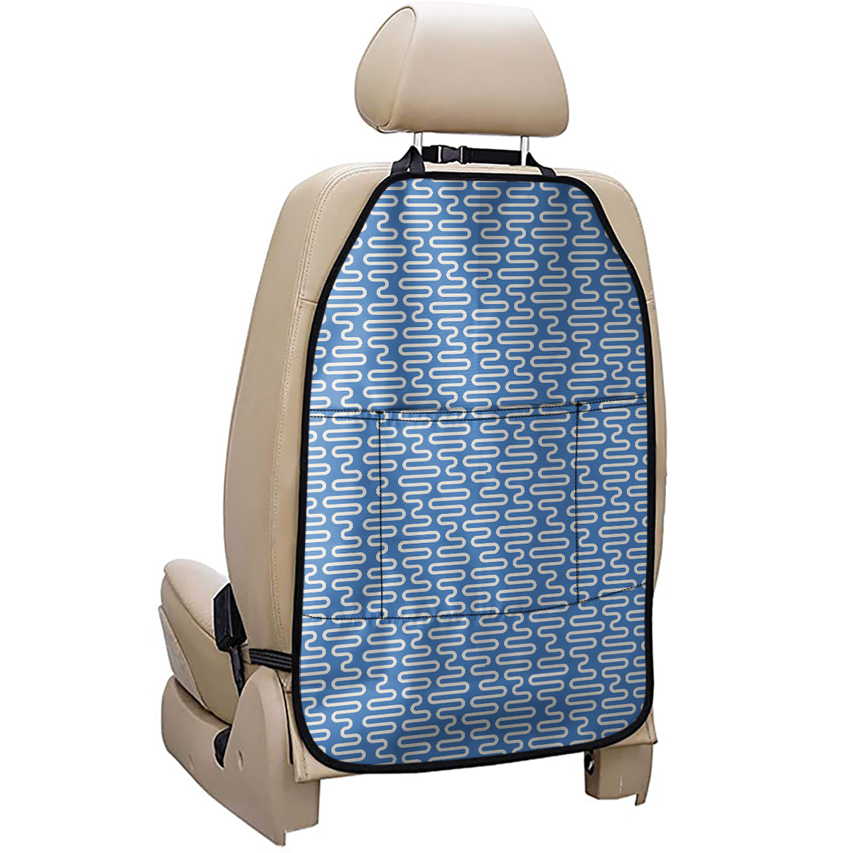 Blue And White DNA Pattern Print Car Seat Organizers