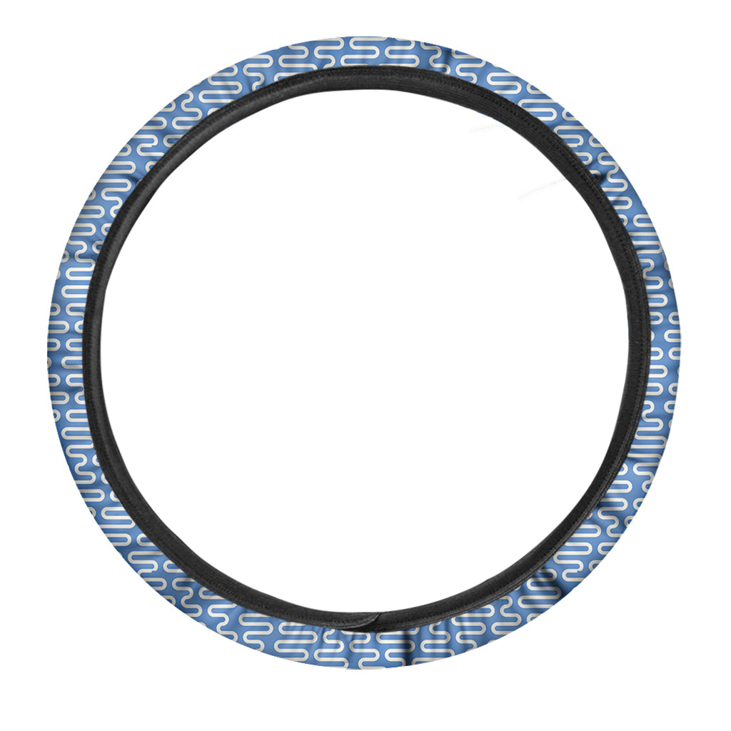 Blue And White DNA Pattern Print Car Steering Wheel Cover