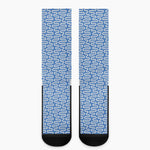 Blue And White DNA Pattern Print Crew Socks