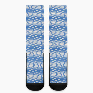 Blue And White DNA Pattern Print Crew Socks