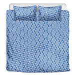 Blue And White DNA Pattern Print Duvet Cover Bedding Set