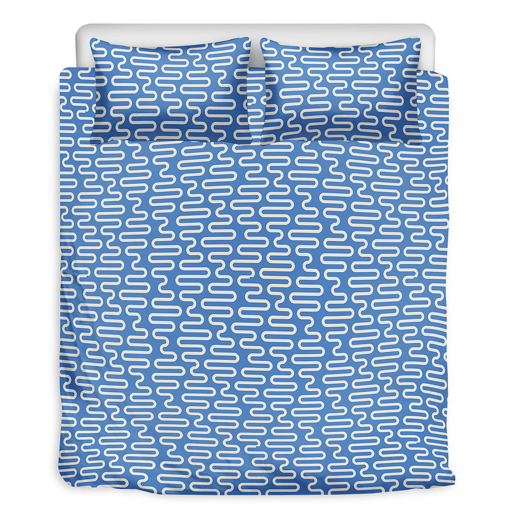 Blue And White DNA Pattern Print Duvet Cover Bedding Set