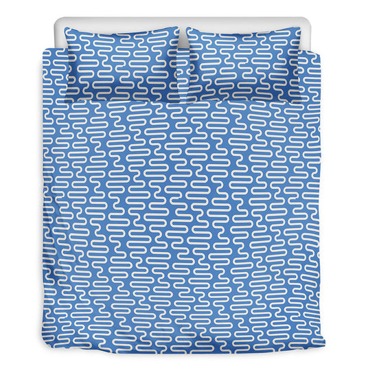 Blue And White DNA Pattern Print Duvet Cover Bedding Set