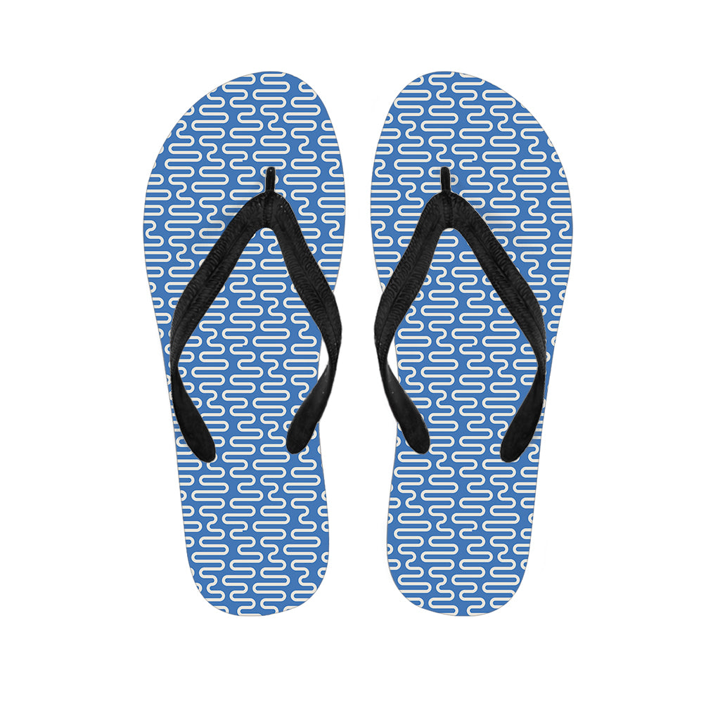 Blue And White DNA Pattern Print Flip Flops