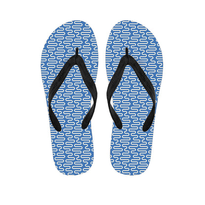 Blue And White DNA Pattern Print Flip Flops