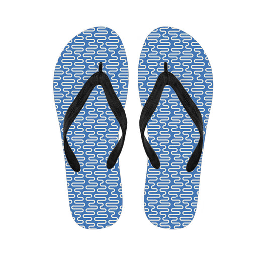 Blue And White DNA Pattern Print Flip Flops