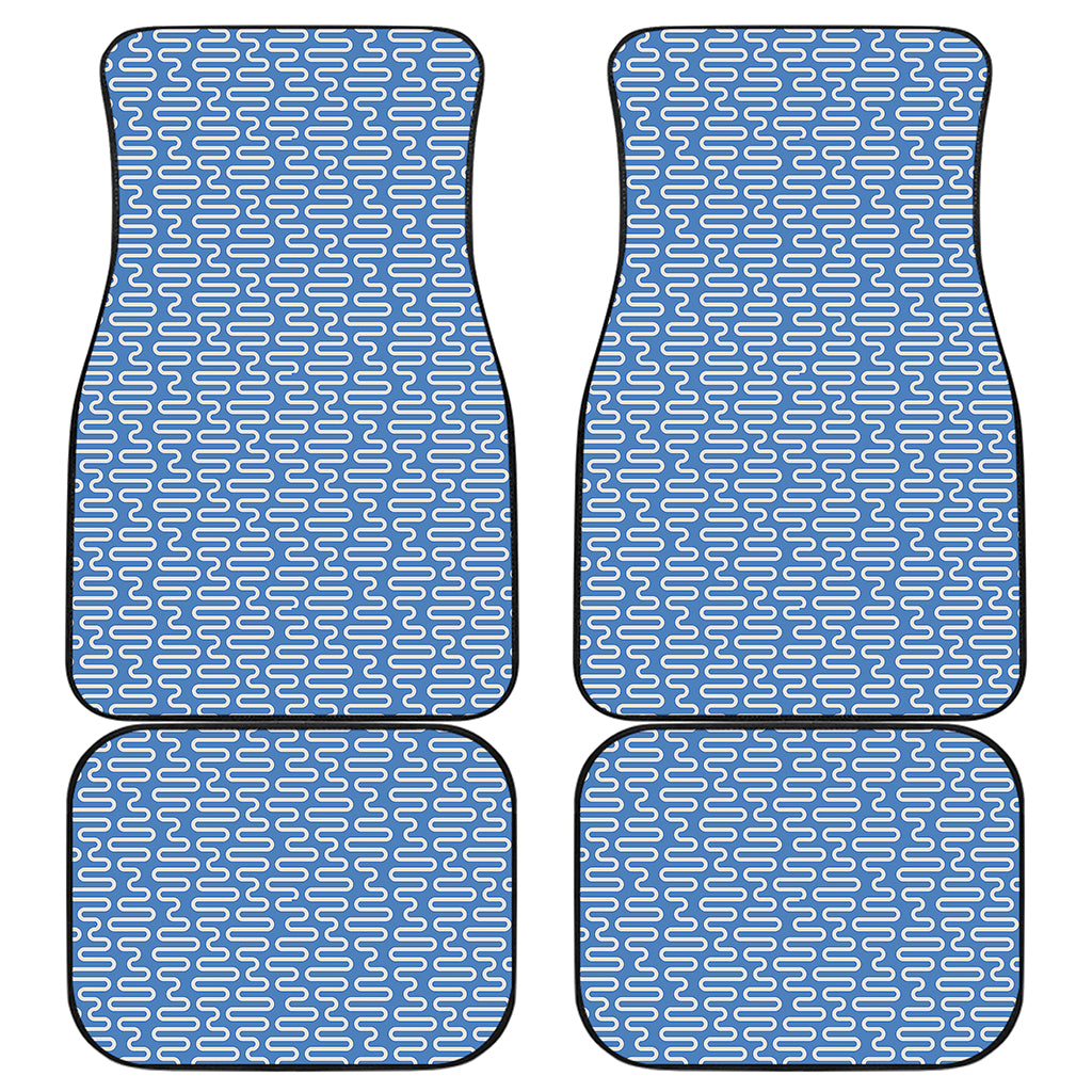 Blue And White DNA Pattern Print Front and Back Car Floor Mats