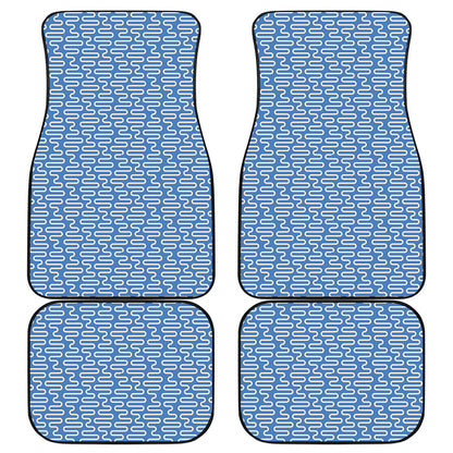 Blue And White DNA Pattern Print Front and Back Car Floor Mats