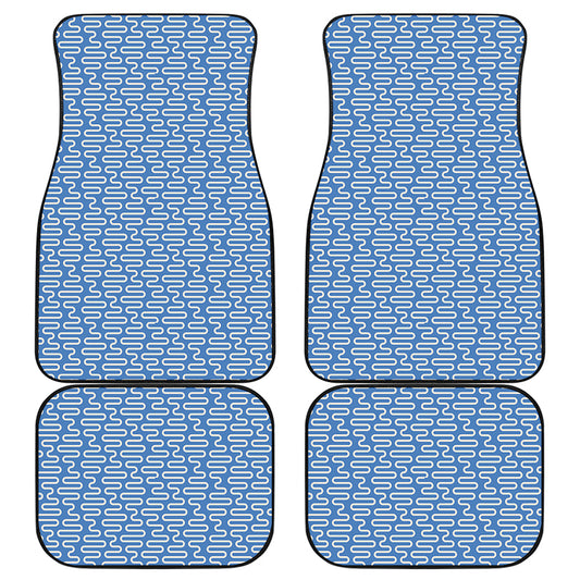 Blue And White DNA Pattern Print Front and Back Car Floor Mats