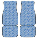 Blue And White DNA Pattern Print Front and Back Car Floor Mats