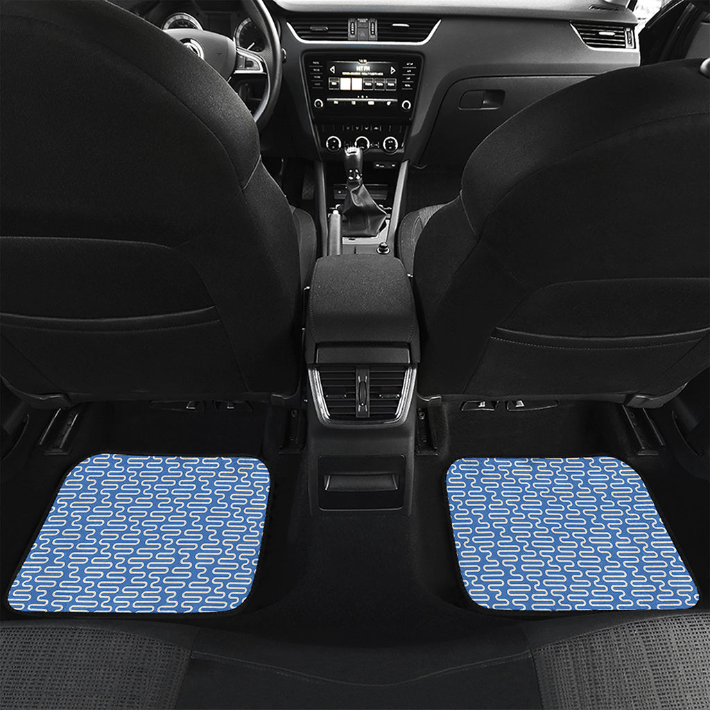 Blue And White DNA Pattern Print Front and Back Car Floor Mats