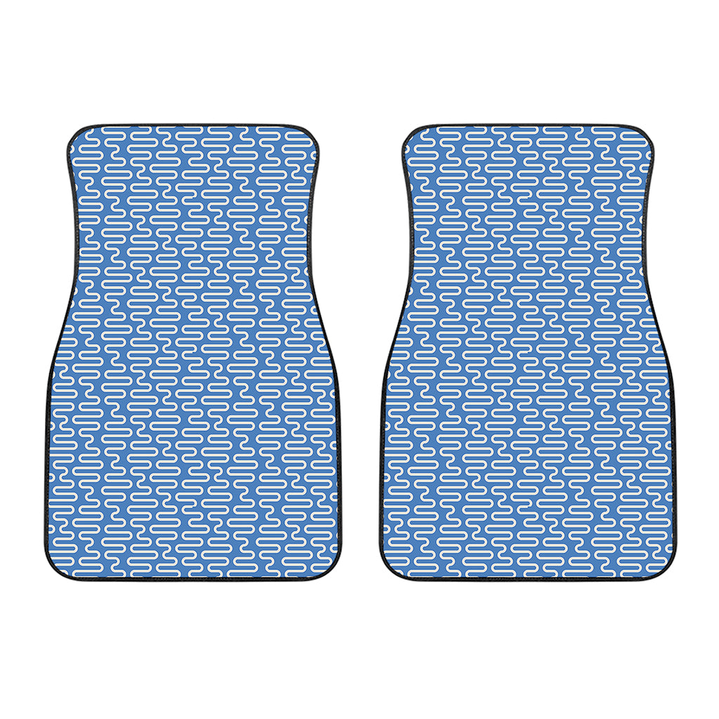 Blue And White DNA Pattern Print Front Car Floor Mats