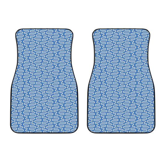 Blue And White DNA Pattern Print Front Car Floor Mats