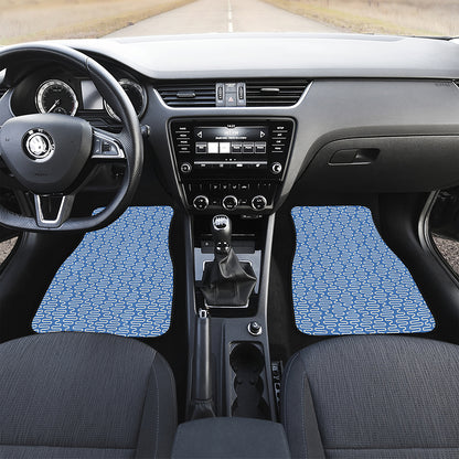 Blue And White DNA Pattern Print Front Car Floor Mats