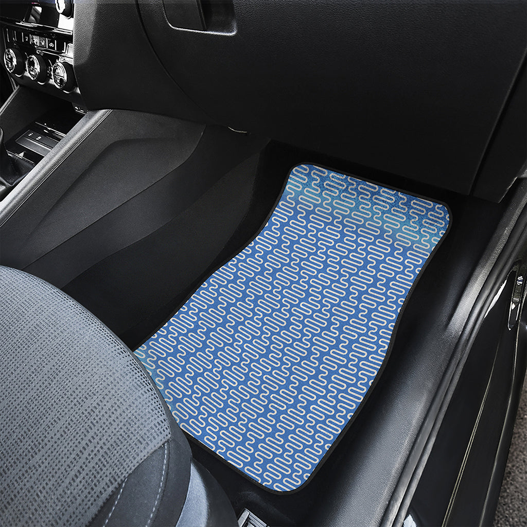 Blue And White DNA Pattern Print Front Car Floor Mats