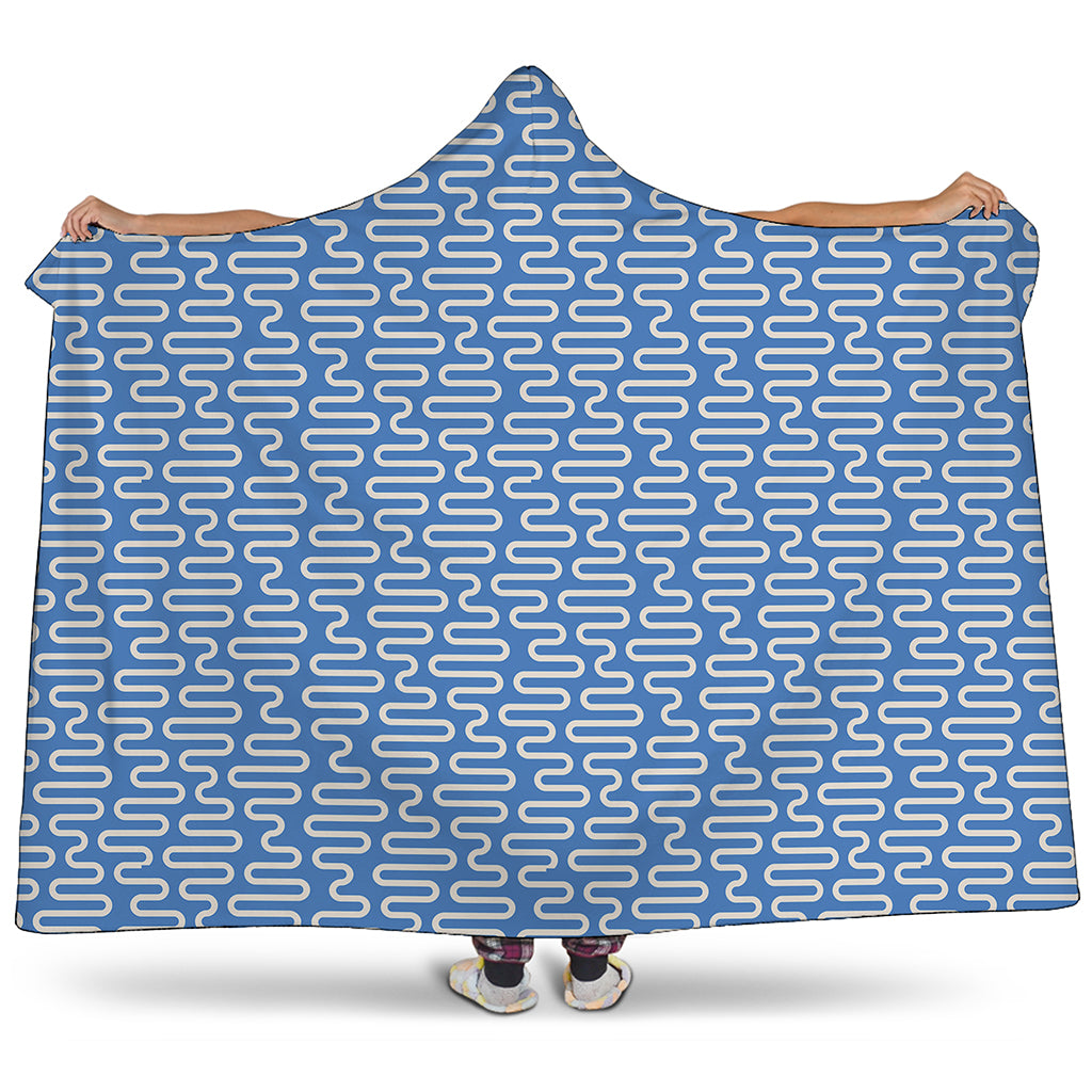 Blue And White DNA Pattern Print Hooded Blanket