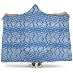 Blue And White DNA Pattern Print Hooded Blanket