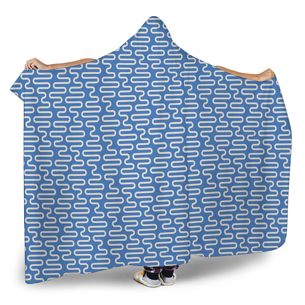 Blue And White DNA Pattern Print Hooded Blanket