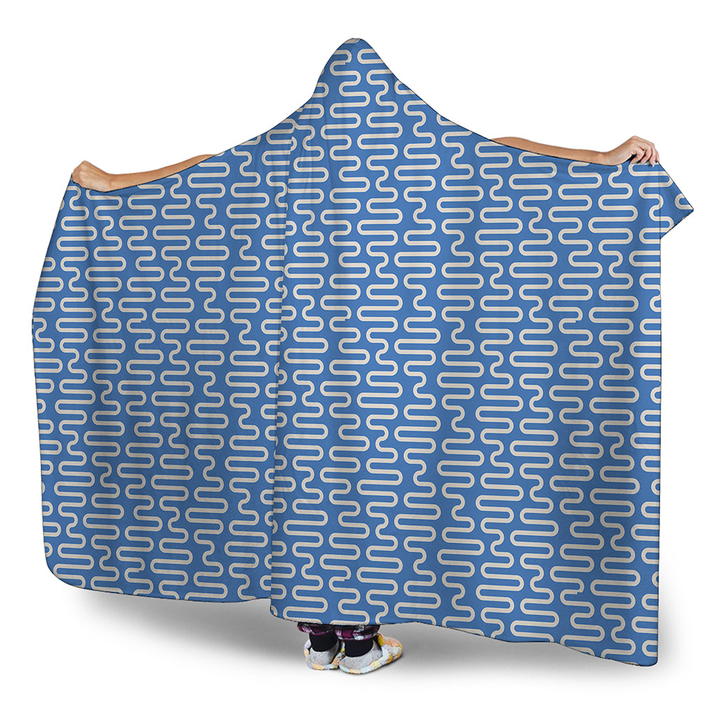 Blue And White DNA Pattern Print Hooded Blanket