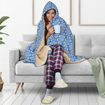 Blue And White DNA Pattern Print Hooded Blanket