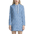 Blue And White DNA Pattern Print Pullover Hoodie Dress