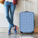 Blue And White DNA Pattern Print Luggage Cover