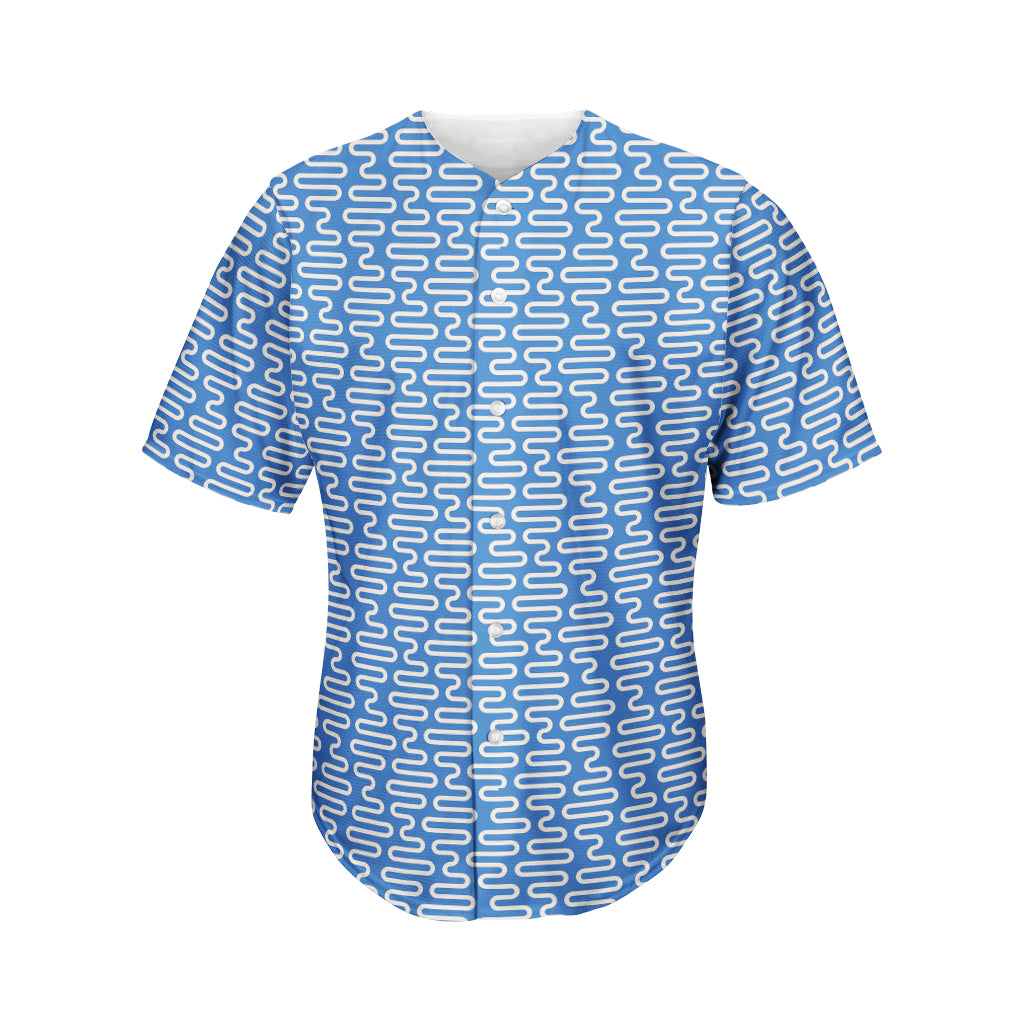 Blue And White DNA Pattern Print Men's Baseball Jersey