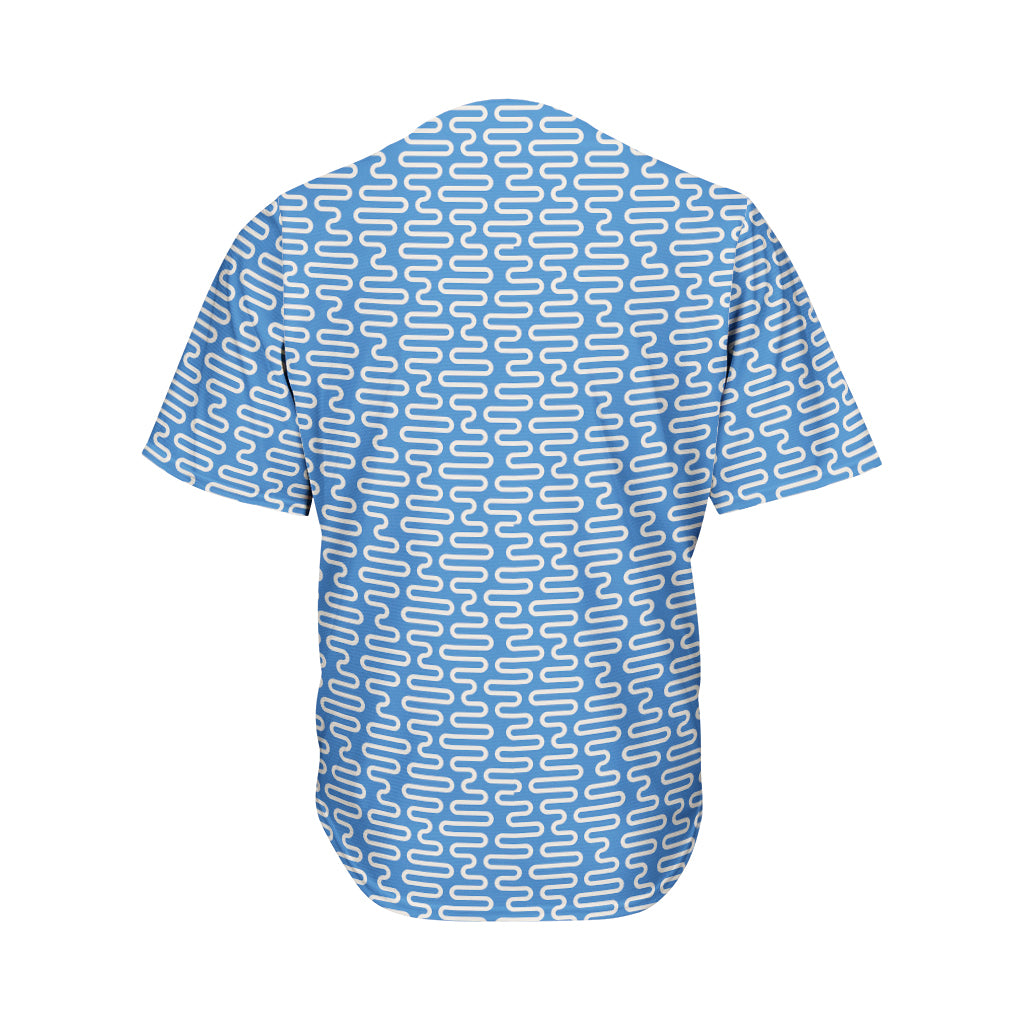 Blue And White DNA Pattern Print Men's Baseball Jersey