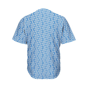 Blue And White DNA Pattern Print Men's Baseball Jersey