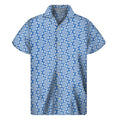 Blue And White DNA Pattern Print Men's Short Sleeve Shirt