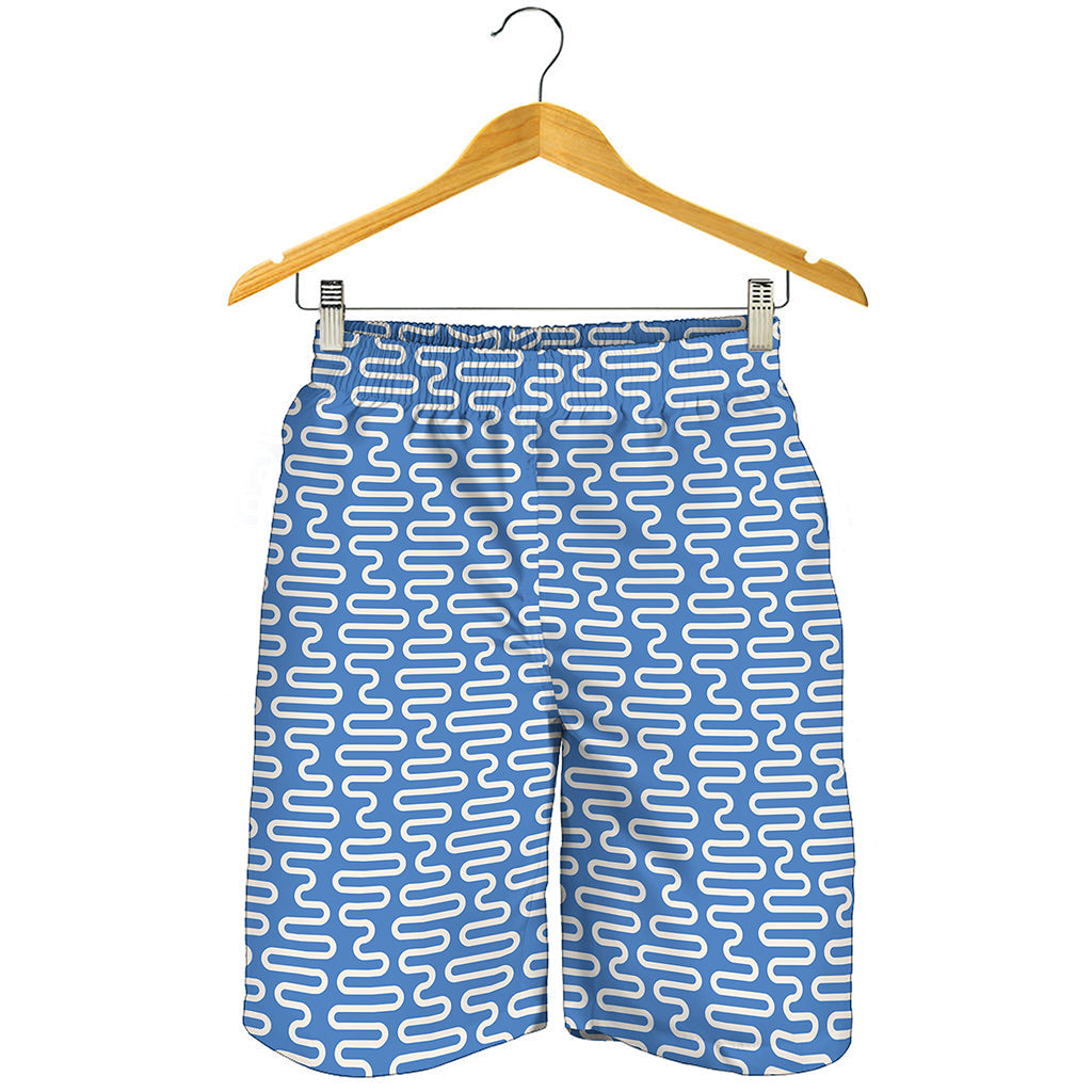 Blue And White DNA Pattern Print Men's Shorts