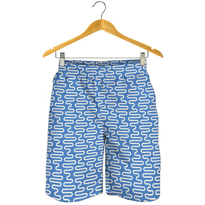 Blue And White DNA Pattern Print Men's Shorts