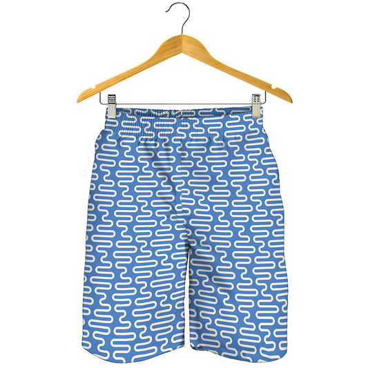 Blue And White DNA Pattern Print Men's Shorts