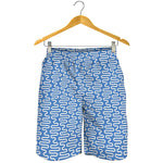 Blue And White DNA Pattern Print Men's Shorts