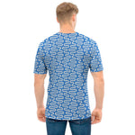 Blue And White DNA Pattern Print Men's T-Shirt