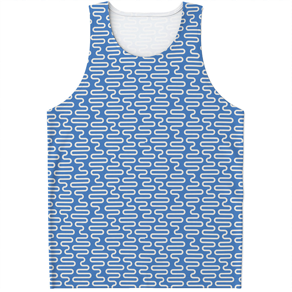 Blue And White DNA Pattern Print Men's Tank Top