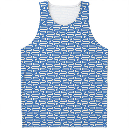 Blue And White DNA Pattern Print Men's Tank Top