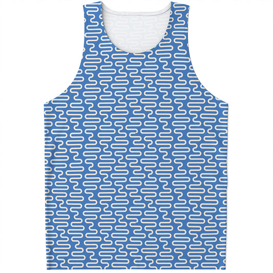 Blue And White DNA Pattern Print Men's Tank Top