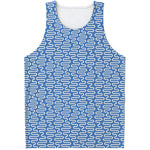 Blue And White DNA Pattern Print Men's Tank Top