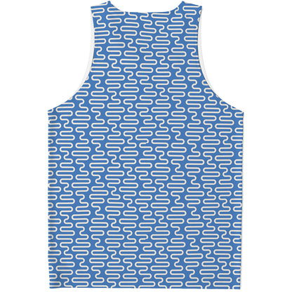 Blue And White DNA Pattern Print Men's Tank Top