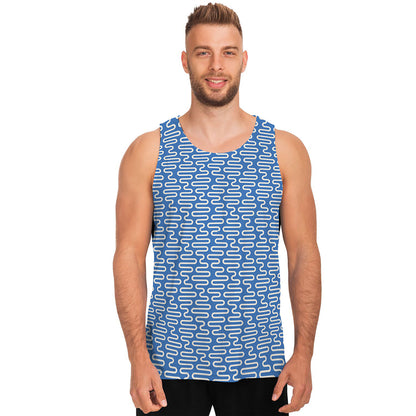 Blue And White DNA Pattern Print Men's Tank Top